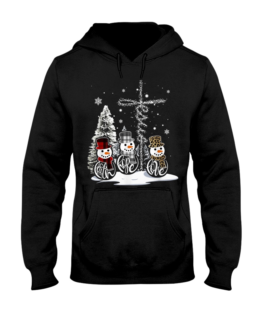 Faith Hope Love Hippie Peace Snowman Chistmas Hooded Sweatshirt
