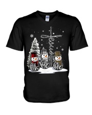 Faith Hope Love Hippie Peace Snowman Chistmas V-Neck T-Shirt thumbnail