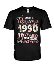 Made In February 1990 30 Yrs Old 30th Birthday V-Neck T-Shirt thumbnail