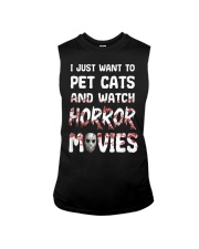 I Just Want To Pet Cats And Watch Horor Movie Sleeveless Tee thumbnail