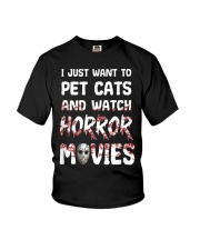I Just Want To Pet Cats And Watch Horor Movie Youth T-Shirt thumbnail