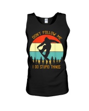 Don't follow me I do stupid things Snowboarding Unisex Tank thumbnail