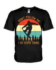 Don't follow me I do stupid things Snowboarding V-Neck T-Shirt thumbnail