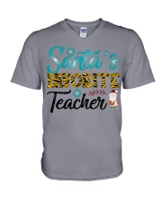 Santas Favourite Teacher Shirt V-Neck T-Shirt tile