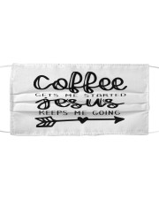 Coffee gets me started Cloth face mask front