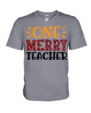 One Merry Teacher Christmas Shirt V-Neck T-Shirt tile