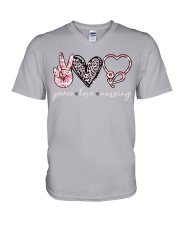 Peace love nursing V-Neck T-Shirt tile