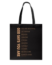 God says you are Tote Bag tile