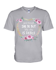 but little she is fierce V-Neck T-Shirt tile