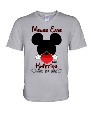 Mouse ears and knitting kind of girl V-Neck T-Shirt tile
