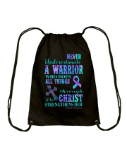 Never underestimate a warrior Drawstring Bag tile