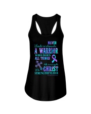 Never underestimate a warrior Ladies Flowy Tank tile