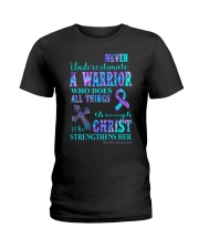 Never underestimate a warrior Ladies T-Shirt tile