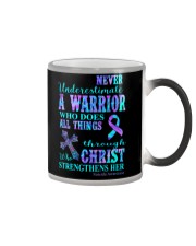 Never underestimate a warrior Color Changing Mug tile