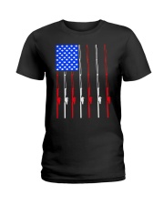 American flag fishing Independence Ladies T-Shirt tile