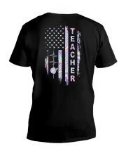 Teacher american flag V-Neck T-Shirt tile