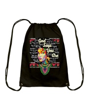 God says you are Drawstring Bag tile