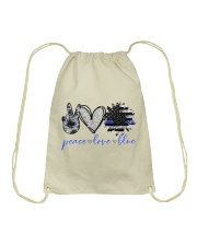 Peace love blue Drawstring Bag tile