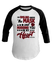I'm smiling under the mask Baseball Tee tile