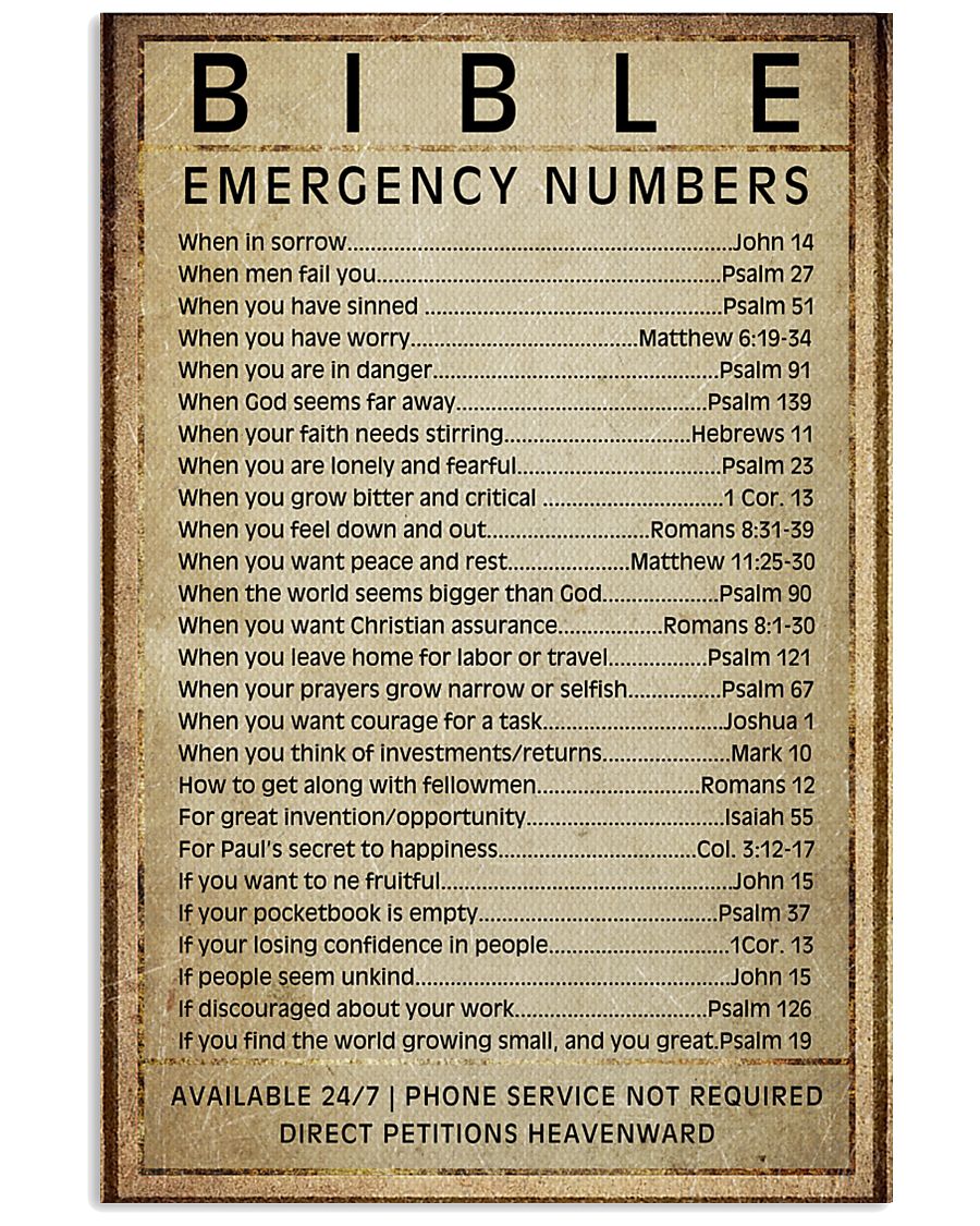 Bible emergency numbers 11x17 Poster