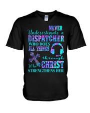 Never underestimate a dispatcher V-Neck T-Shirt tile
