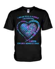 I wear teal and purple V-Neck T-Shirt tile