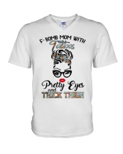 F-bomb mom V-Neck T-Shirt tile