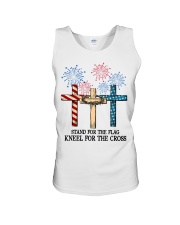 Stand for the flag kneel for the cross Unisex Tank tile
