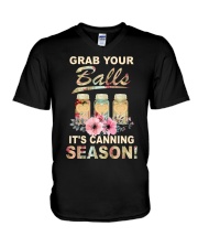 Grab your balls it's canning season V-Neck T-Shirt tile