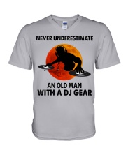 Never underestimate an old man V-Neck T-Shirt tile
