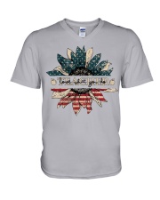 Teacher love what you do independence day V-Neck T-Shirt tile