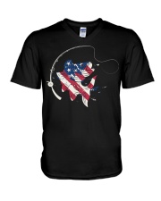 Fishing Independence Day V-Neck T-Shirt tile