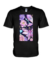 Purple butterfly V-Neck T-Shirt tile