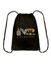 Peace love personal stalker Drawstring Bag tile