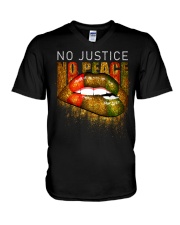 No justice No peace V-Neck T-Shirt tile