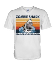 Zombie shark V-Neck T-Shirt tile