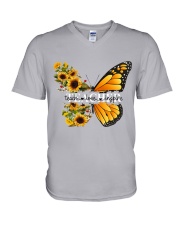 Teacher teach love inspire V-Neck T-Shirt tile