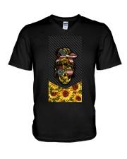 sunflower girl V-Neck T-Shirt tile