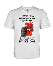 Resting face V-Neck T-Shirt tile