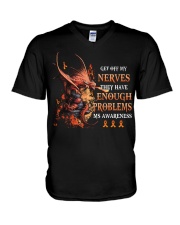 Get off my nerves V-Neck T-Shirt tile