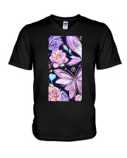 Purple butterfly V-Neck T-Shirt tile
