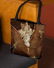 Lovely Cats Leather Pattern Print All-over Tote aos-all-over-tote-lifestyle-front-02