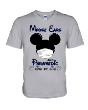 Mouse ears and paramedic of girl V-Neck T-Shirt tile