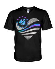 American flag heart V-Neck T-Shirt tile