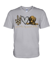 Peace love personal stalker V-Neck T-Shirt tile