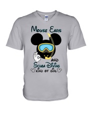Mouse ears and scuba diving kind of girl V-Neck T-Shirt tile