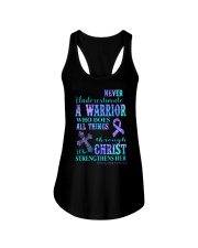 Never underestimate a warrior Ladies Flowy Tank tile