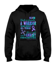 Never underestimate a warrior Hooded Sweatshirt tile