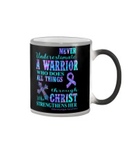 Never underestimate a warrior Color Changing Mug tile