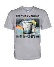 Let the evening be gin V-Neck T-Shirt tile